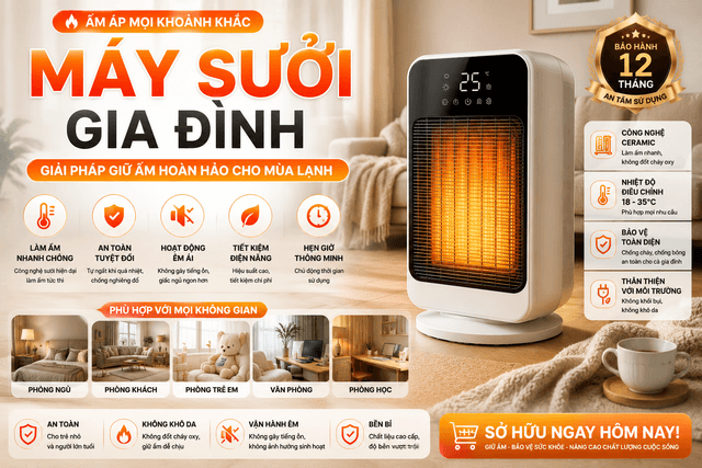 Máy Sưởi Gia Đình – Giải Pháp Giữ Ấm Hiệu Quả Cho Mùa Lạnh