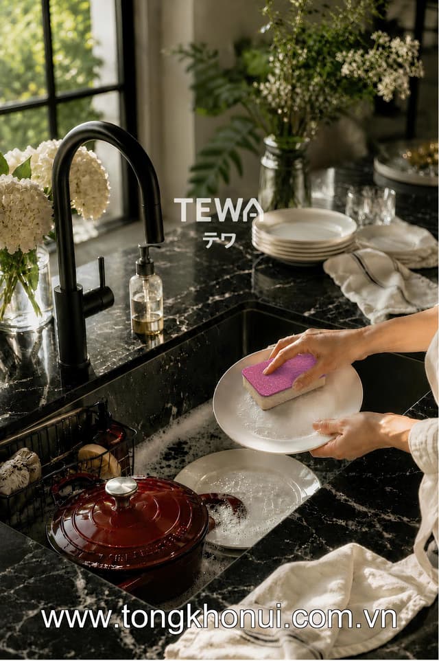 BỘ 3 MIẾNG BỌT BIỂN RỬA BÁT ĐA NĂNG TEWA – MÚT RỬA BÁT 3 LỚP KHÔNG TRẦY XƯỚC (MUA 1 TẶNG 1) (MÃ 80069)