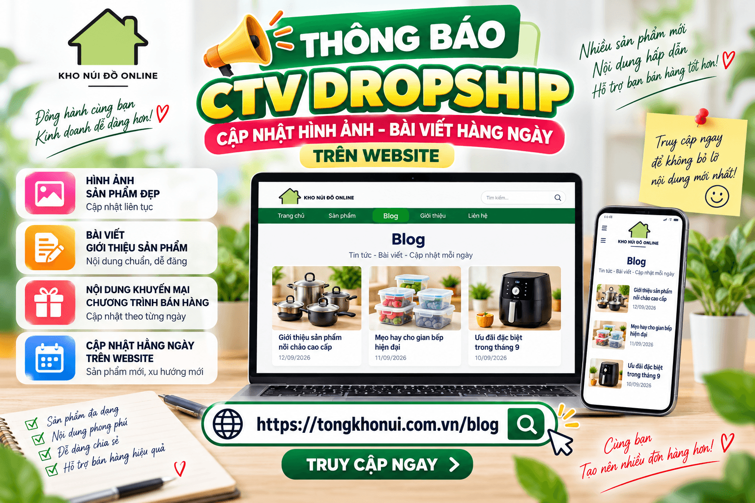 📢 THÔNG BÁO CẬP NHẬT NỘI DUNG HÀNG NGÀY CHO CTV DROPSHIP