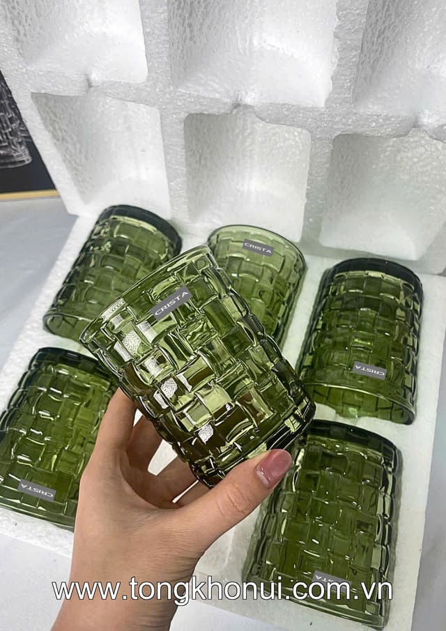 BỘ 6 CỐC THỦY TINH VÂN CARO CRISTA HOME 280ML – CỐC UỐNG NƯỚC ĐẸP, LÀM QUÀ TẶNG SANG (MÃ 60201)