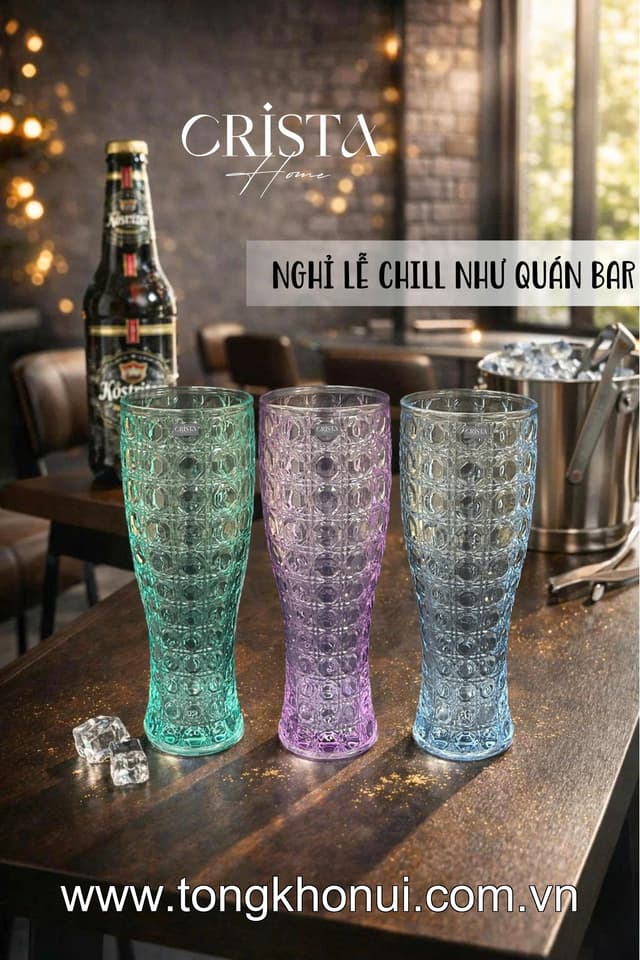 BỘ 6 LY THỦY TINH VÂN PHA LÊ ĐA NĂNG 440ML CRISTA HOME – LY UỐNG BIA, SINH TỐ DÁNG CHÂU ÂU (MÃ 60245)