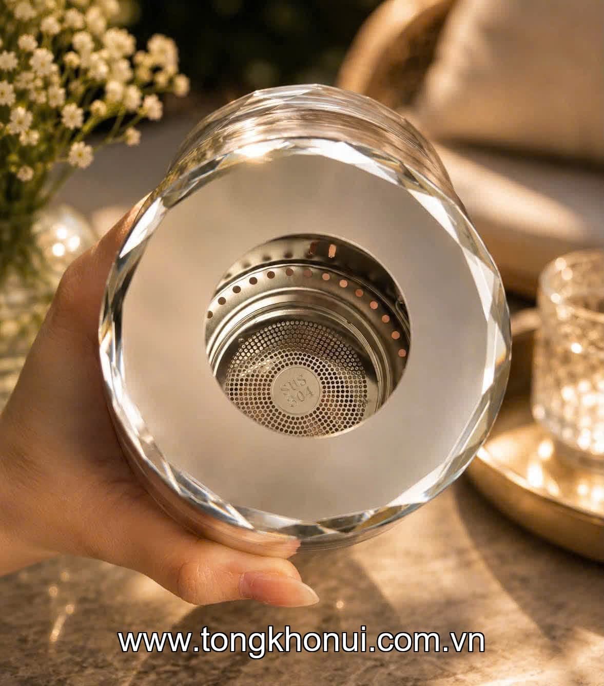 Bình Trà Dưỡng Nhan IRRIS 750ML: Thủy Tinh 2 Lớp Sang Trọng, Kèm Lọc Trà Tiện Lợi