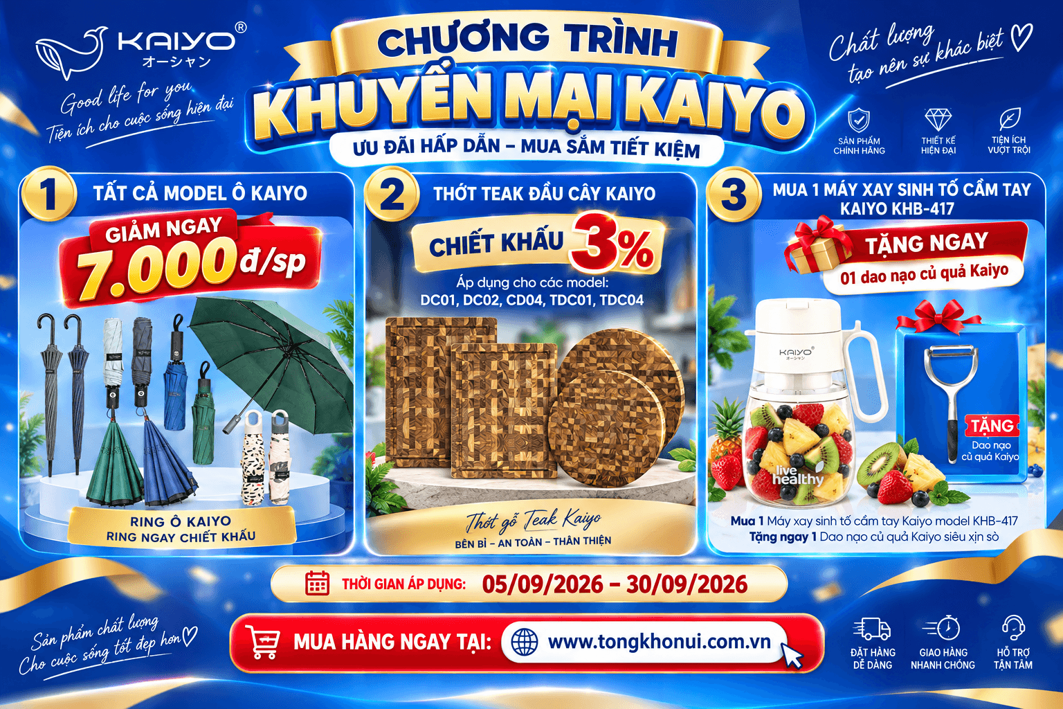 🎉 CHƯƠNG TRÌNH KHUYẾN MẠI KAIYO – THÁNG 09/2026 🎉